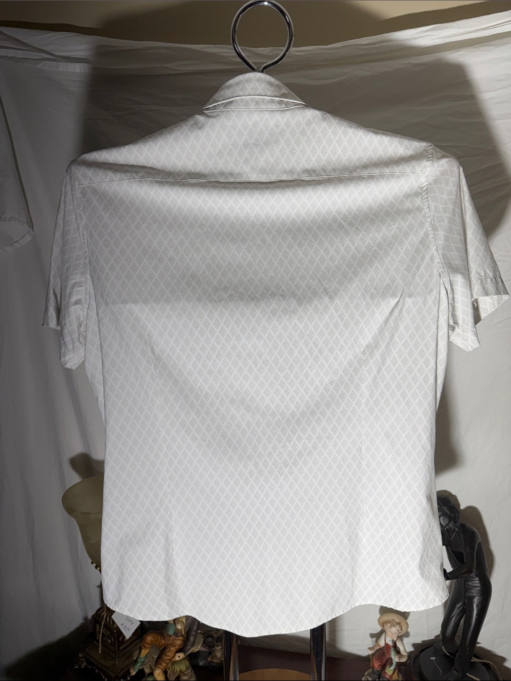 Mizzen+Main White Short-Sleeve Diamond Jacquard Button-Down - Picture 5 of 5